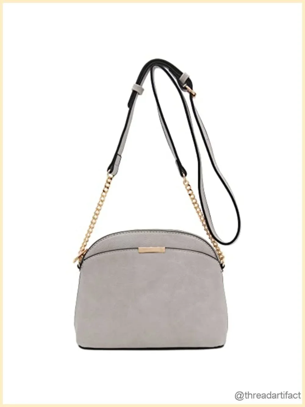 Faux Leather Small Dome Crossbody Bag with Chain Strap